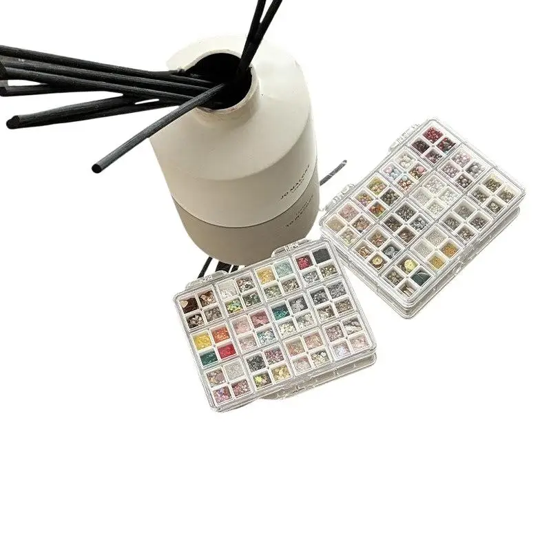 48 Grids Nail Accessories Storage Box Mini Compartment Transparent Jewelry Earring Storage Box Display Organizer Container