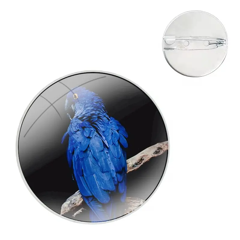 Pins Badge Metal Brooches For Clothes Backpack Decoration gift Funny Parrot Blue Color