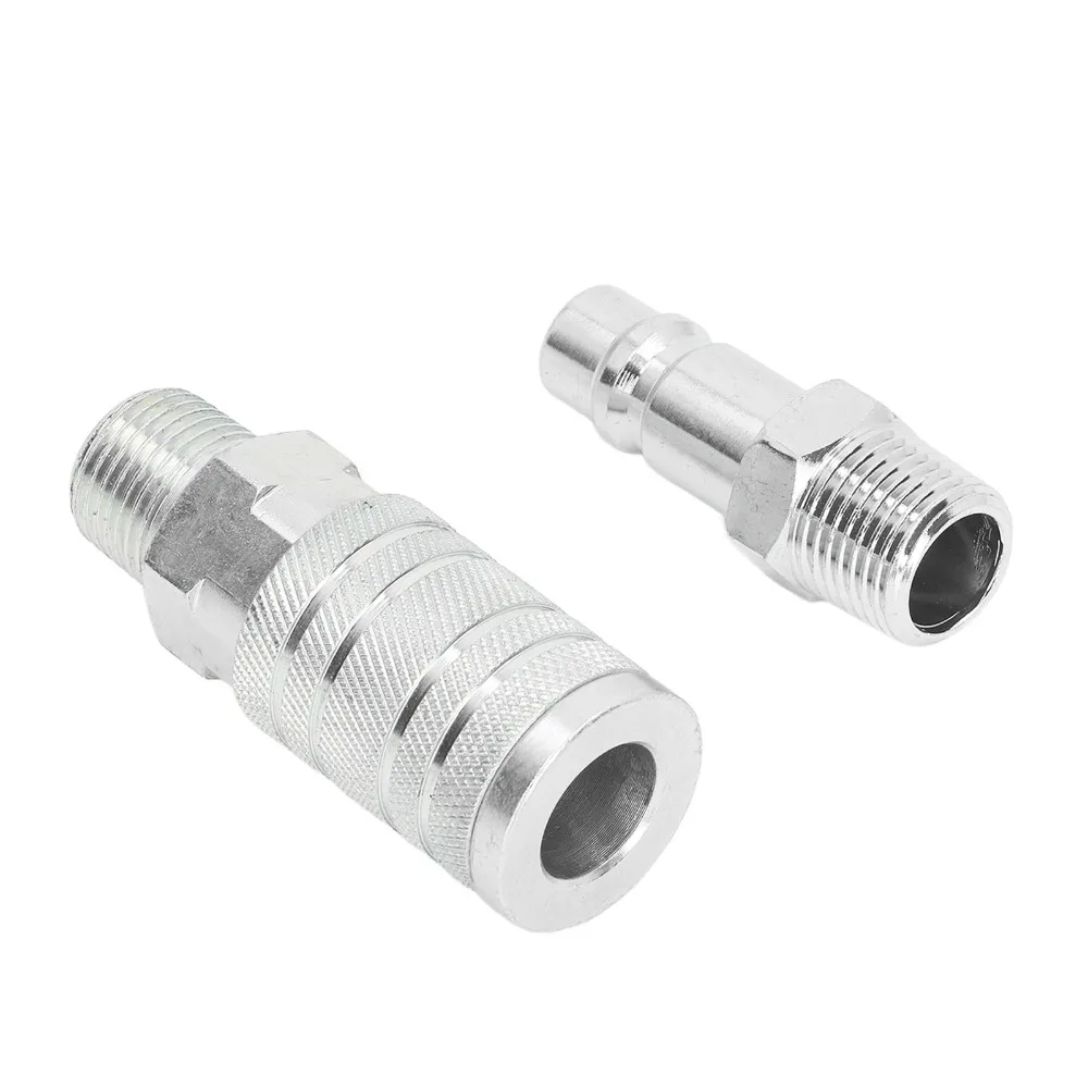 4pcs 1/2 Inch NPT Air Hose Fittings Male Female Coupler 300 PSI High Flow Quick Connect Fittings Steel Material