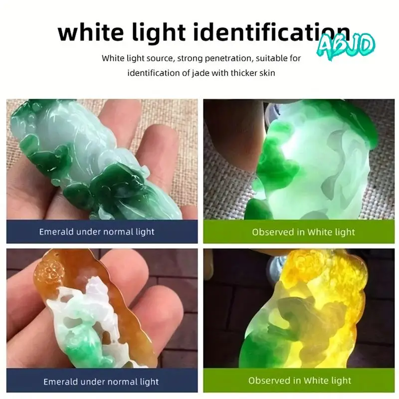 ABJO-LED Torcia LCD Torcia di identificazione della giada 4-in-1 UV 365Nm/395Nm Ambra Cera d'api Gioielli Nero