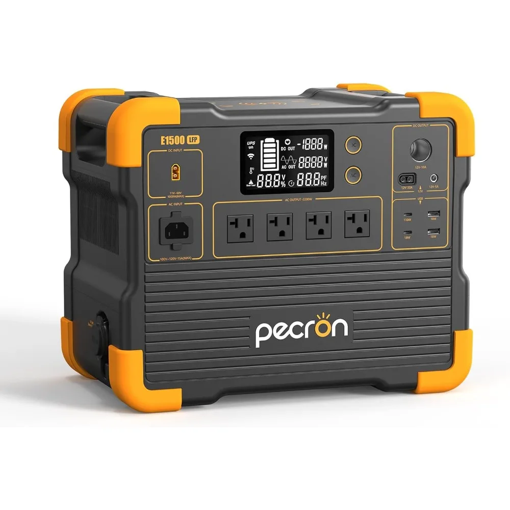 Portable Power Station 1536Wh Solar Generator 2200W AC Output LiFePO4 Battery Backup Fast Charging for Home RV Outdoor Camping