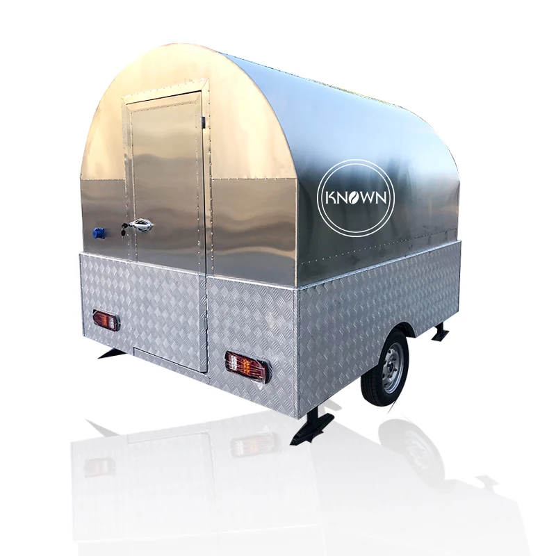 2m Hot Sale Stainless Steel Food Trailer Catering Truck Mobile Kitchen Coffee Bubble Tea Ice Cream Food Cart For Sale With Light