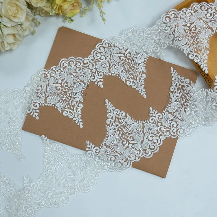 

Летние маленькие цветочные блестки в богемном растительном узором, белое кружево высотой 13 см, одежда, свадебные аксессуары