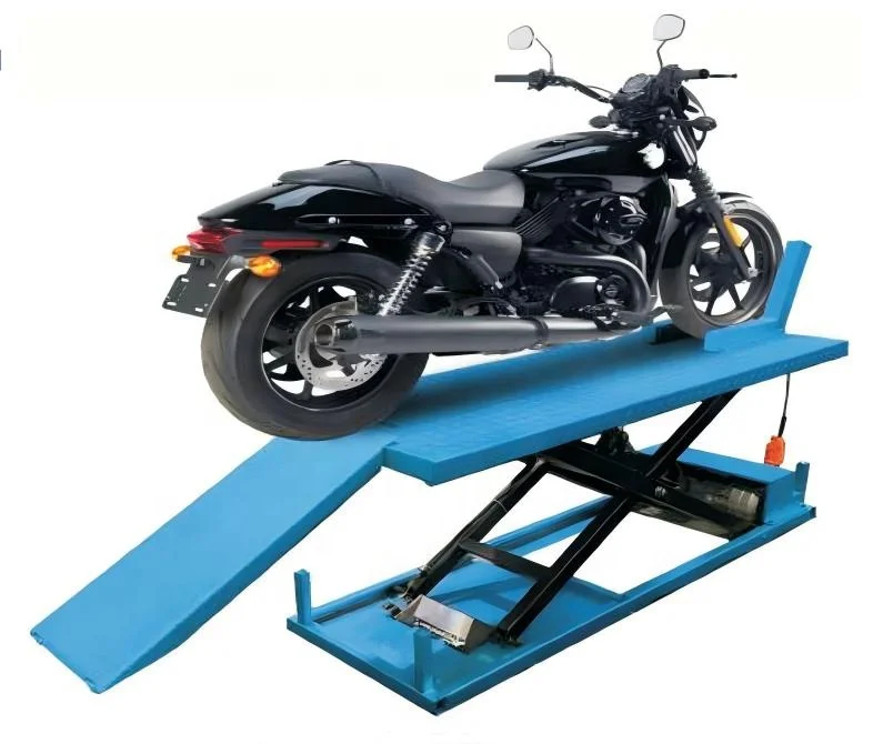High Quality One Cylinder Hydraulic Scissor Motorcycle Lift Table with 600kg Capacity and 905mm Max Height for Repair Equipment