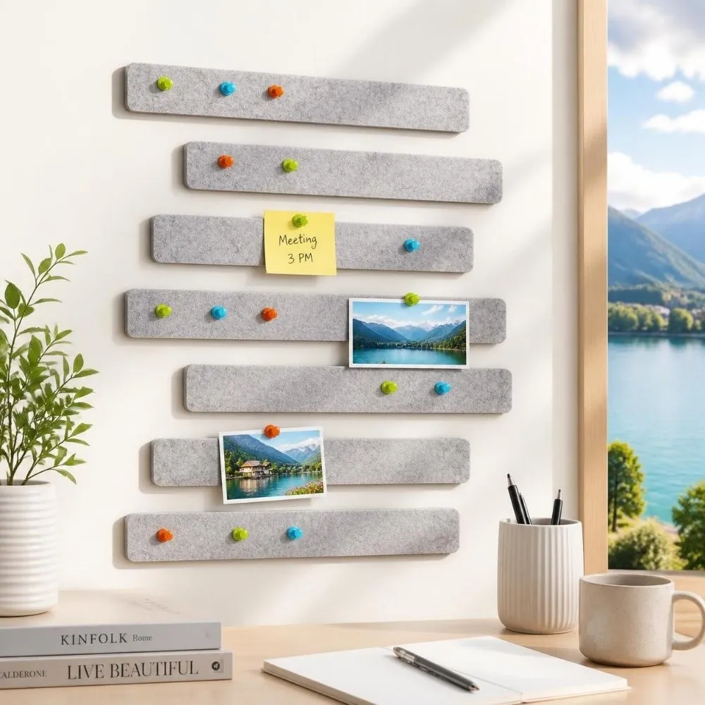 8PCS Polyester Fiber Felt Strip Adhesive Tabs Included Practical Bulletin Board Strip Decorative Felt Bulletin Board Home Office