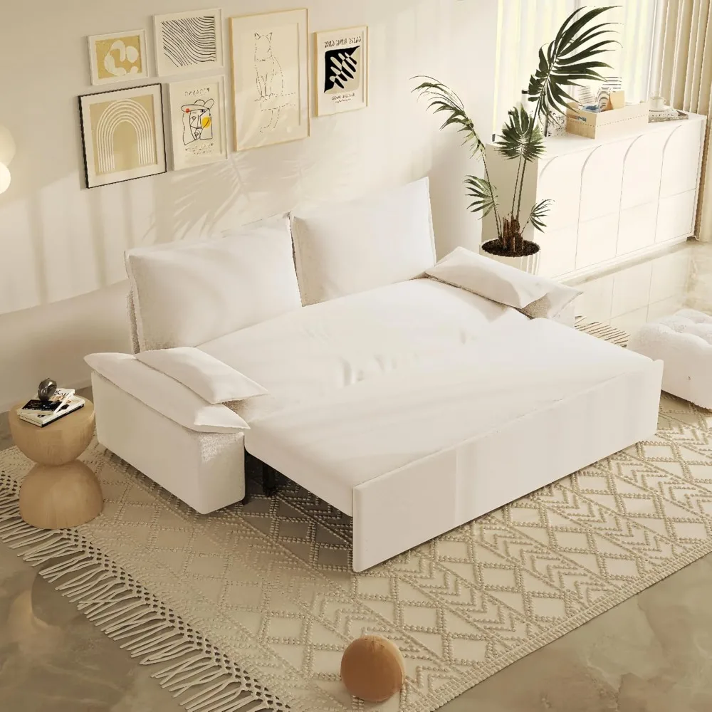 Sofa Bed, Comfy Pull Out Futon Couch Bed 70.1" Modern Velvet Recliner Loveseat Sofa Multi-Functional Black Cloud Couch image 5