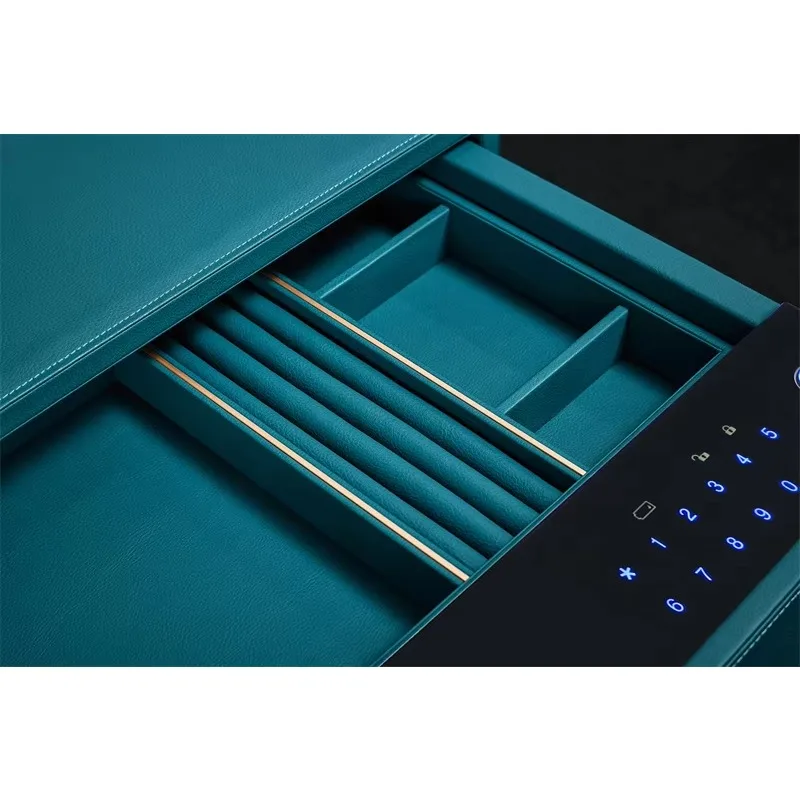 Made in China Leather Storage Drawers Fingerprint  Password Lo ck Tempered Panel Smart Safe Box Secret Drawers