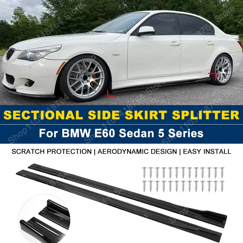 

For BMW Accessories 2004-2010 E60 E61 5 Series M5 Style Car Side Skirts Extension Rocker Panel Splitter Cover 8PCs ABS
