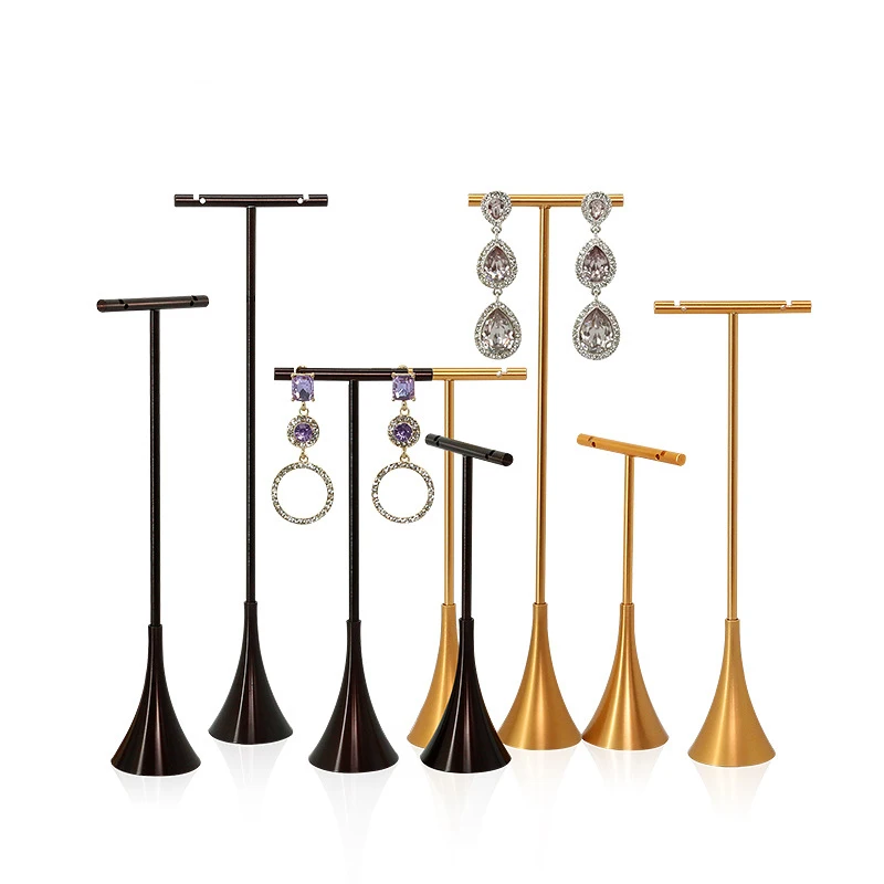 

# High Quality Gold T-Bar Metal Display Rack High Quality Jewelry Stand And Earrings Holder