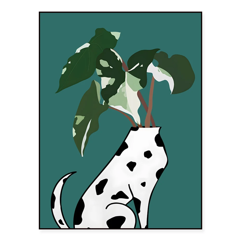 Syngonium Albo Dalmatians Vintage Canvas Print Botanical Illustration Green Suit And Burgundy Dress Poster Home Wall Art Decor