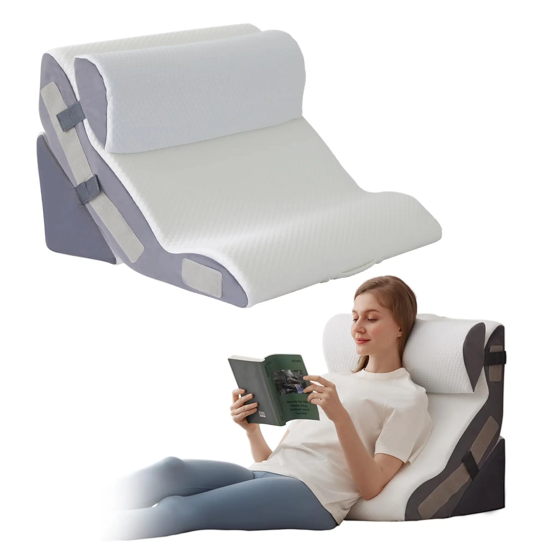 Wedge Pillow for Sleeping, Orthopedic Bed Wedge Pillow Set Adjustable Memory Foam Wedge Pillow Post Surgery For Acid Reflux