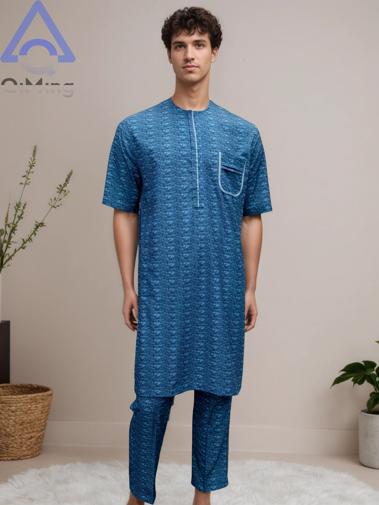 Estate musulmana a buon mercato Plus Size Ihram Kurtas da uomo Set di abbigliamento Vendite Islamico Saudita Abaya Arabo Abito Afghani Stampa Indossare Abito