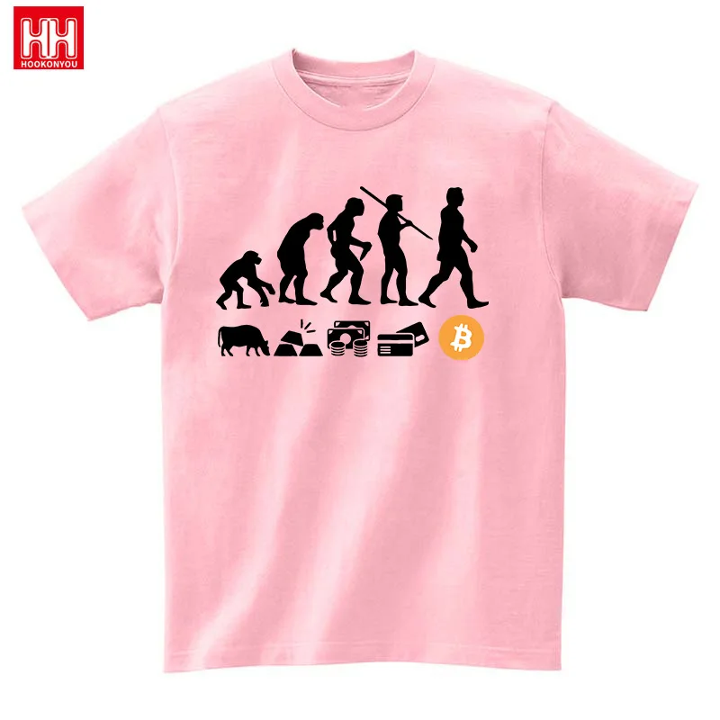 Musk Currency Evolution with Bitcoin BTC Printed Short Sleeve T-shirt Blockchain Clothes Coin Circle Speculation Bitcoin