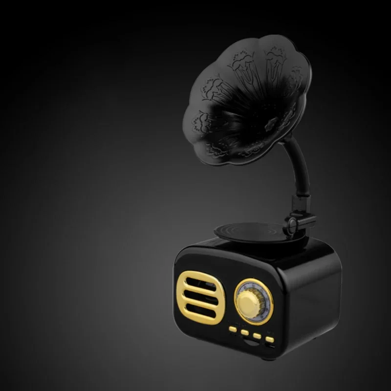 سماعات بلوتوث لاسلكية بطاقة شحن منزلية صغيرة ستيريو ريترو خمر شكل جرامافون المحمولة واجهة USB السفر