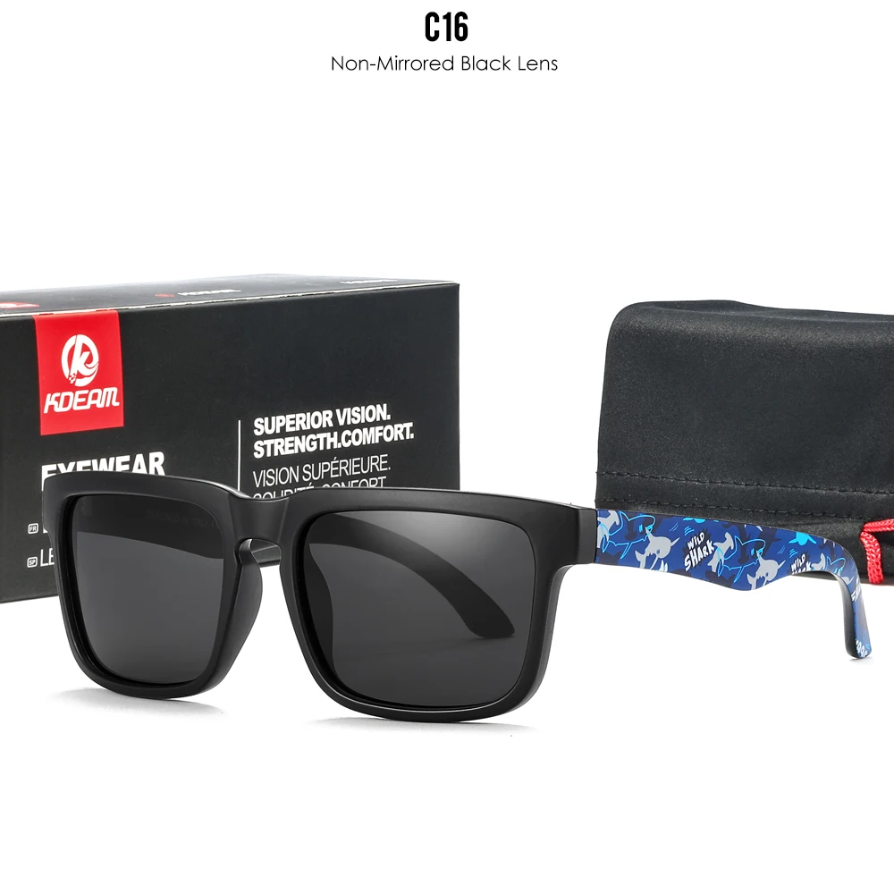 KDEAM Polarisierte Quadratische Sonnenbrille für Herren, Anglerbrille mit 5-Tank-Metallscharnieren – Detail 21