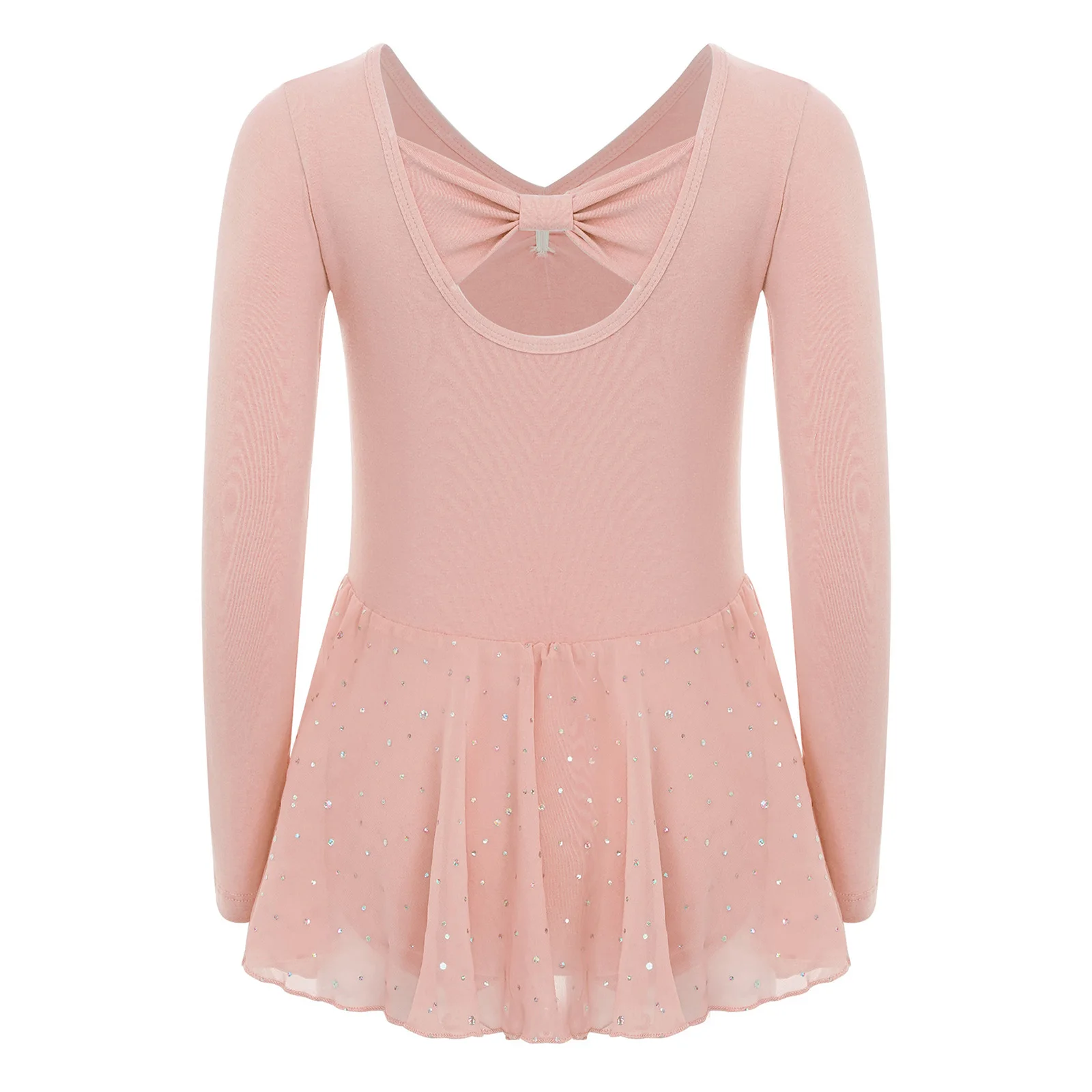 Vestidos de calentamiento de baile de Ballet para niñas, vestido de lentejuelas de manga larga fruncido frontal para práctica de calentamiento, leotardos de baile