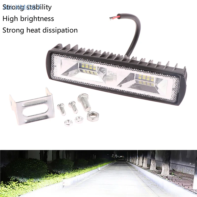 48W 16 Beads In One Row Work Light Spotlight LED Headlights 9-36V For Auto Motorcycle Truck Boat Tractor Trailer Offroad