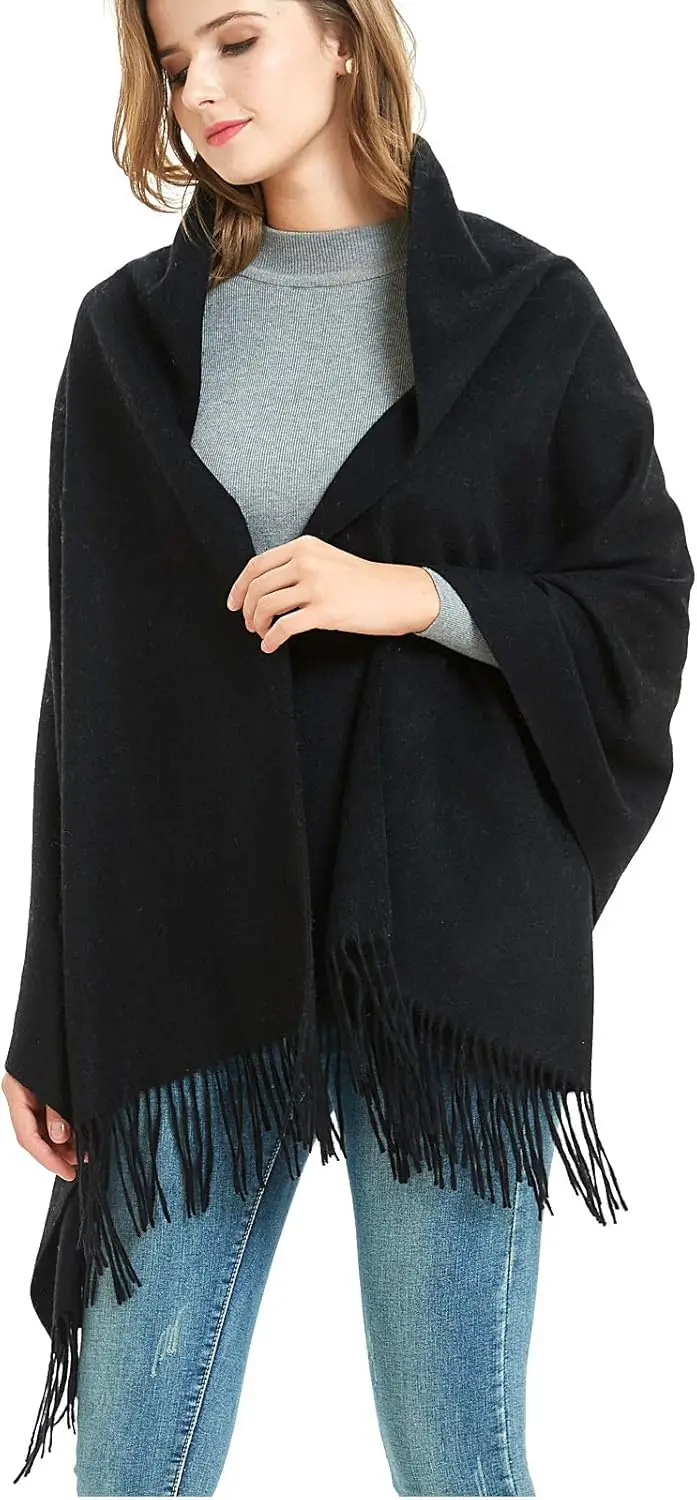 

Большой толстый шарф-плед из пашминовой шерсти для путешествий, зимнее одеяло-накидка для женщин