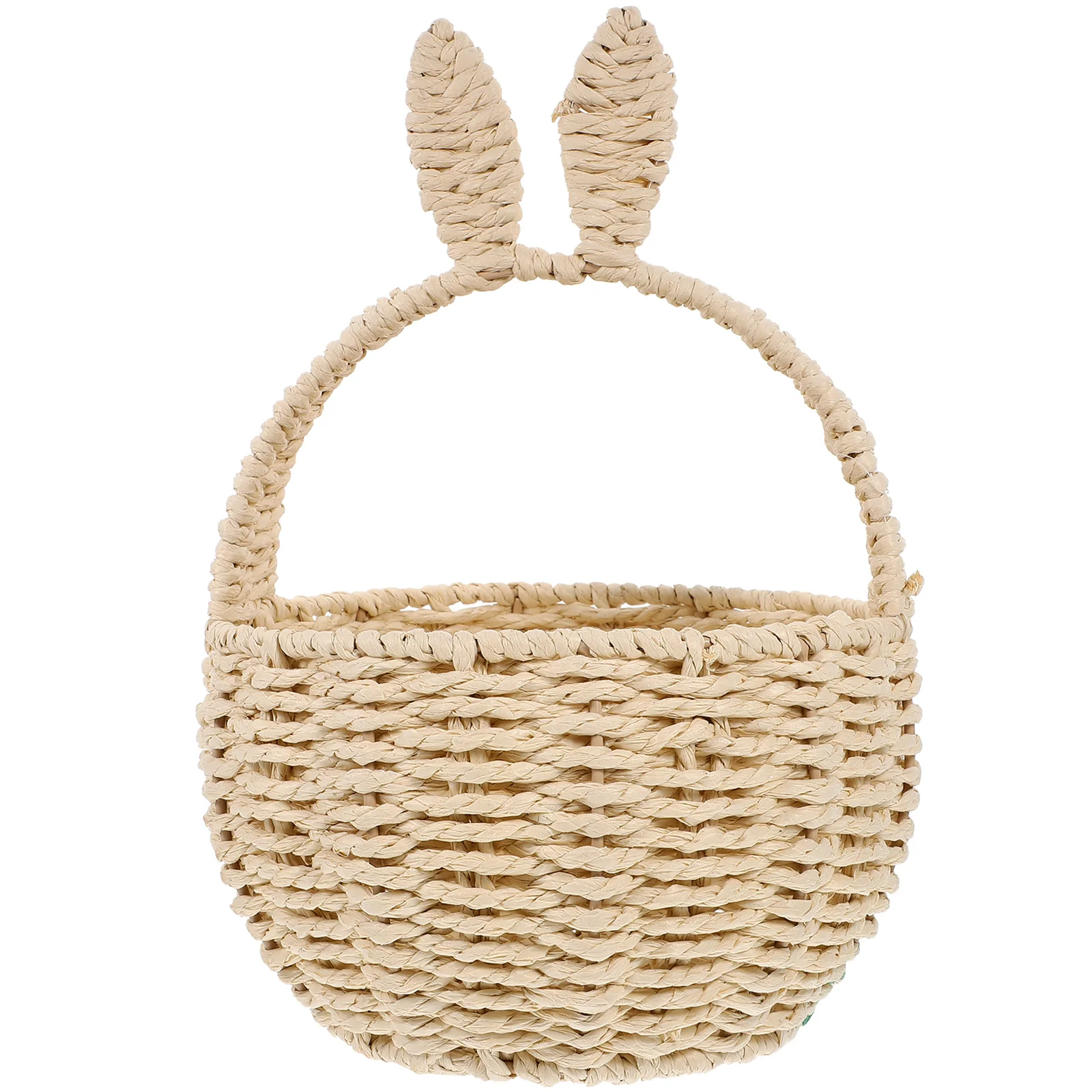

Bunny Woven Basket Rabbit Ears Paper String Basket Easter Handwoven Candy Basket Rattan Sundries container Picnic Storage Basket