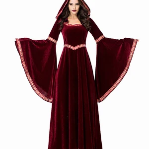 Women's Medieval Retro Gothic Hood, Long Witch Skirt, Luxurious Women's Party Dress, Adult Cosplay Fantasy, Vampire, Halloween 10 Main Sales Women's Medieval Dress - №4