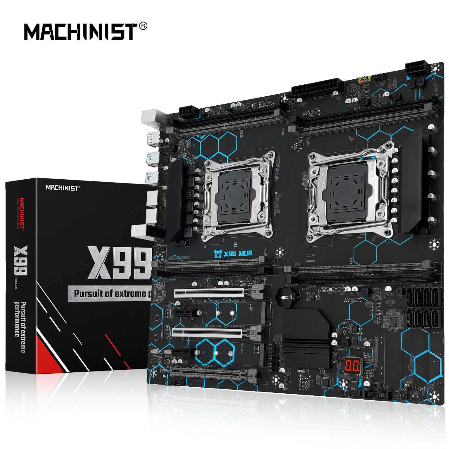 MACHINIST X99 듀얼 CPU 마더보드, LGA 2011-3 지지대 듀얼 제온 프로세서, NVME SATA M.2 슬롯, 8 DDR4 RAM MAX 256G USB3.0 X99 MD8