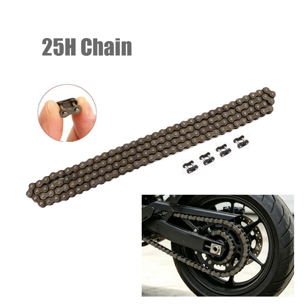 25H 98L 100L 108L 110L 126L 128L 136L 138L 144L 168L Chain with 4pcs Spare Master Link 47cc 49cc 2 Stroke Engine ATV Quad