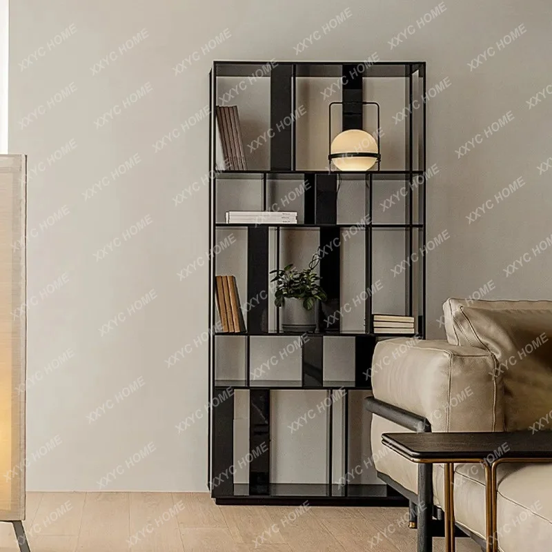 XXArtistic steel bookshelf Floor-to-ceiling stainless steel bookcase Multi-layer metal display shelf