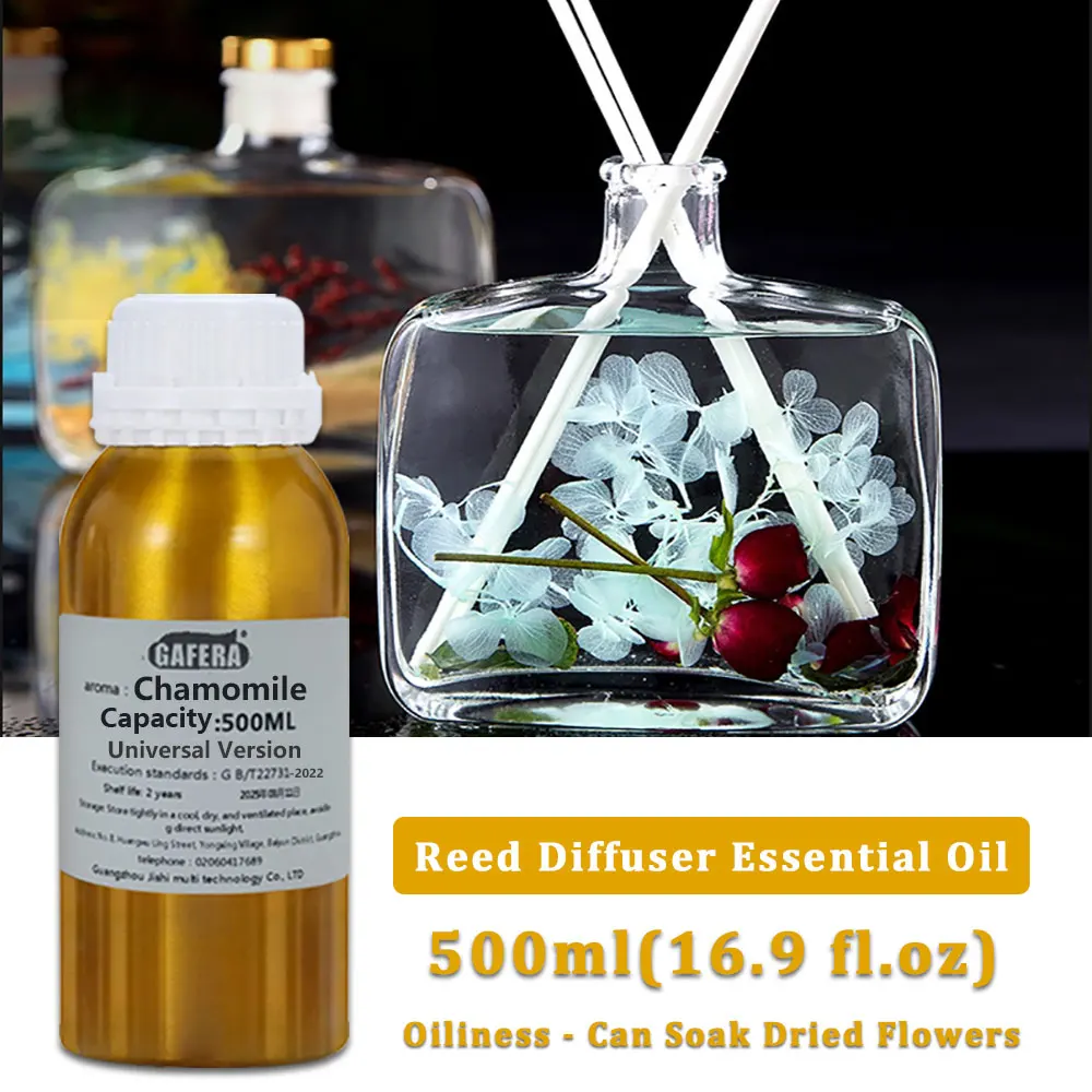 GAFERA 500ml(16.9 fl.oz) Chamomile Essential Oil - Hotel Diffuser Replenish Aroma Oil For Reed Diffuser & Flameless Aromatherapy