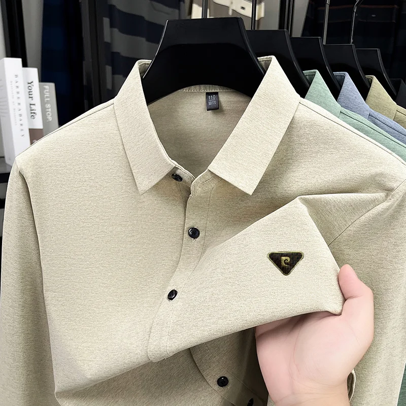 

High-End Man Long-Sleeved Shirt Lapel Single-Breasted Pattern Printing Spring Hot-Selling British Style Shirt Leisure Men's Wear