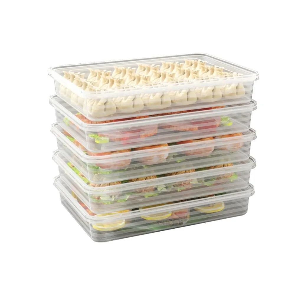 Transparent Dumpling Box with Lid Stackable Freezer Storage Box multi-functional portable Fresh-Keeping Box Refrigerator