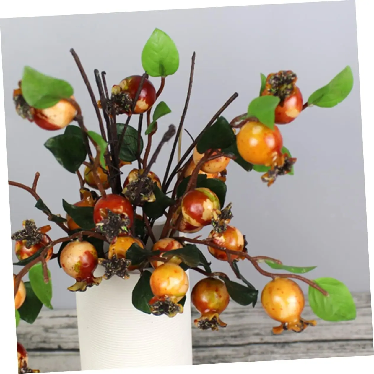 Fake Fruit Artificial Berry Floral Decor Yellow  Flowers Artificial Pomegranate Berries Artificial Berries  Branch  Pomegranate 