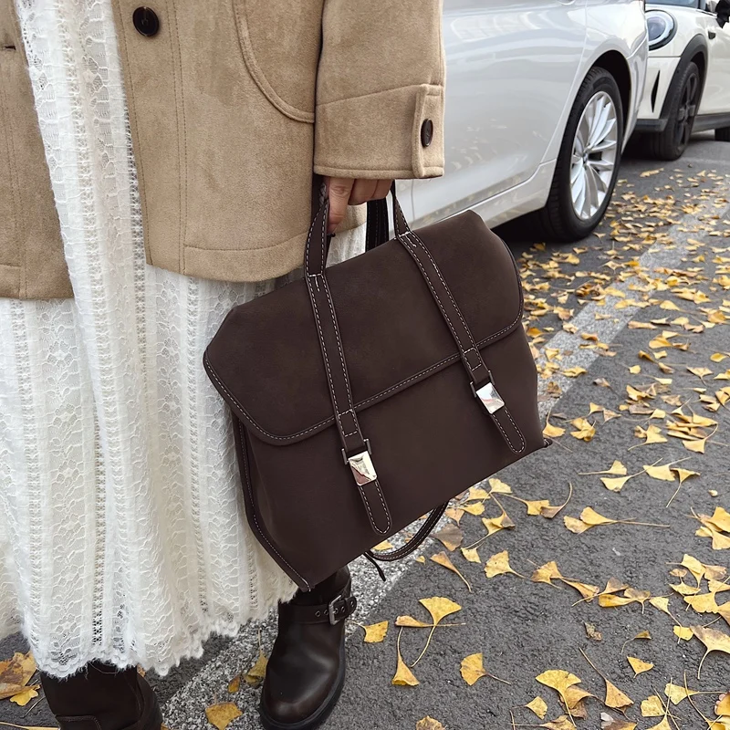 

4 In 1 New Retro Backpack Faux Suede Solid Handbag Luxury Brand High Qulity Commuter Versatile Messenger Bag Bussiness Bag