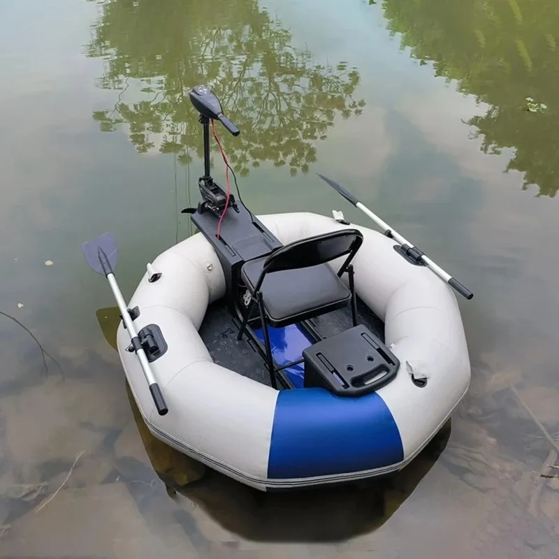 Stable Pontoon Solo Angling Raft With Electric Motor Mount Port