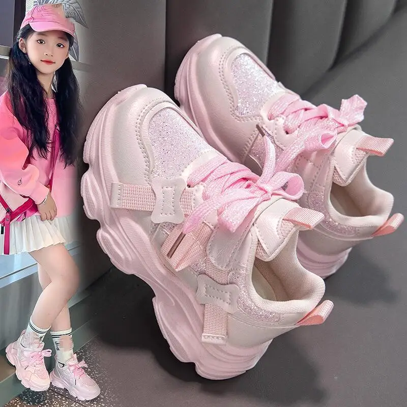 

Популярные детские осенние кроссовки для девочек, весенние студенческие легкие удобные блестящие кроссовки, кавайная модная повседневная обувь в новом стиле