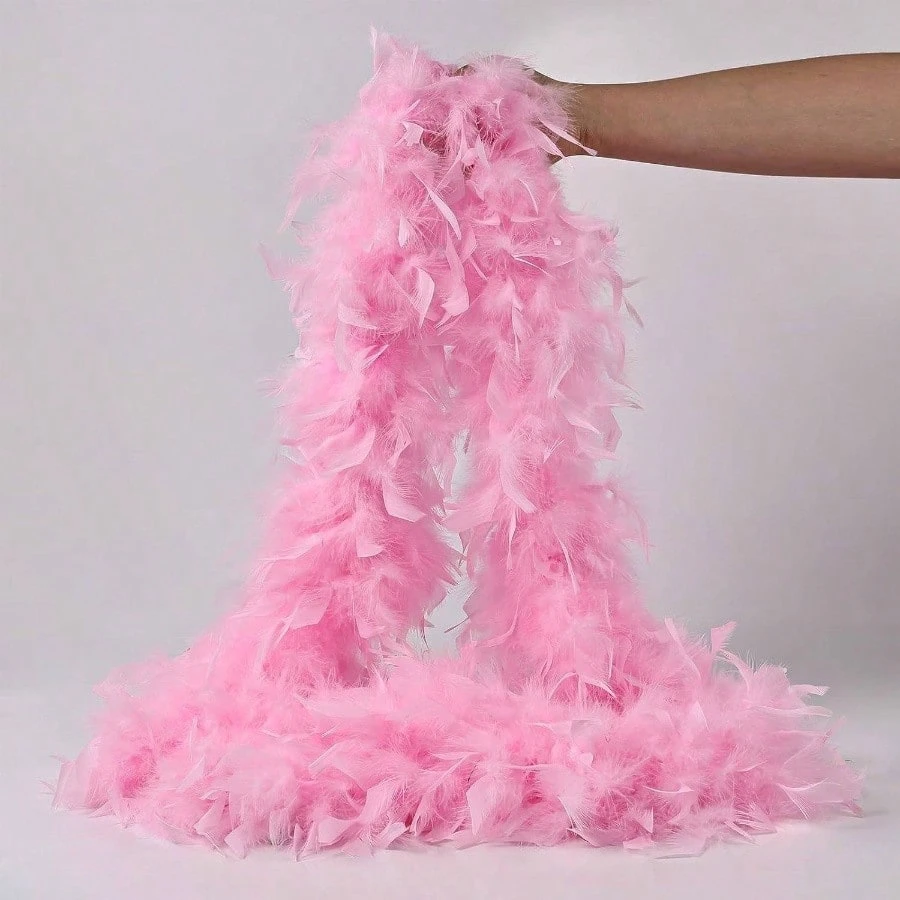 

Pink Turkey Feather Boa 2 Meter 40g 60g 90g Fluffy Chandelle Feathers for Carnival Party Dress Clothes Costume Scarf Shawl
