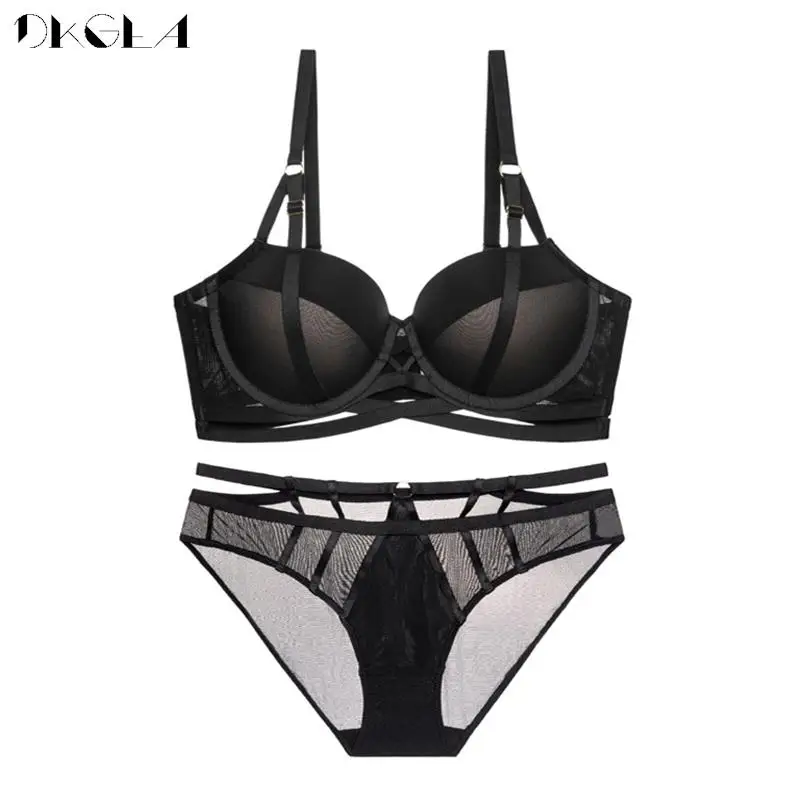 Blue Fashion Underwear Set Sexy Women Bras Thick Padded Bandage Brassiere Push Up Bra Set High Quality Brand Lingerie Plus Size