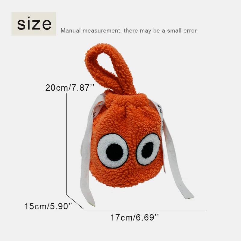 Korean Casual Plush Bucket Bags For Women Luxury Designer Handbags And Purses 2023 New In Polyester Smiley Cartoon Small Wrist