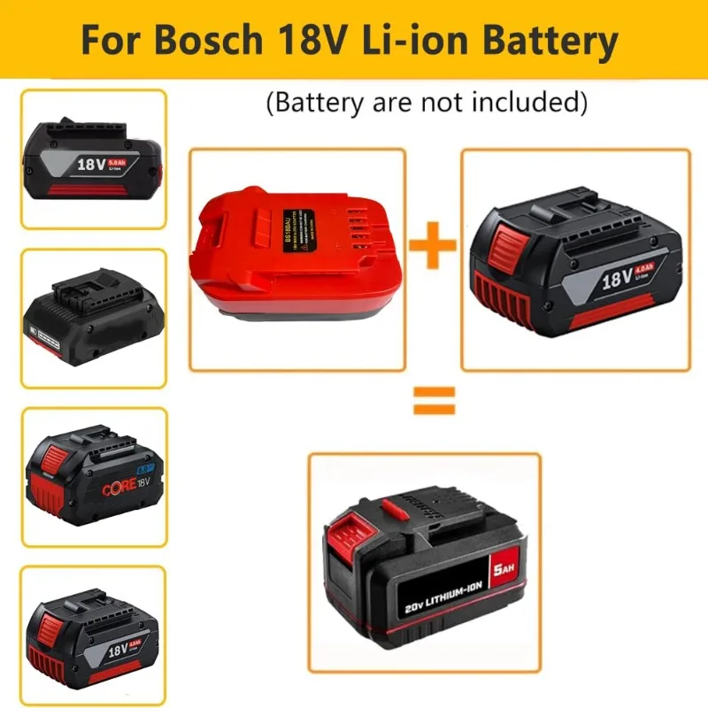 ALASICKA Battery Adapter BS18BAU for Bosch 18V GBA Series Lithium Batteries Convert To Work for Bauer 20V Cordless Power Tools