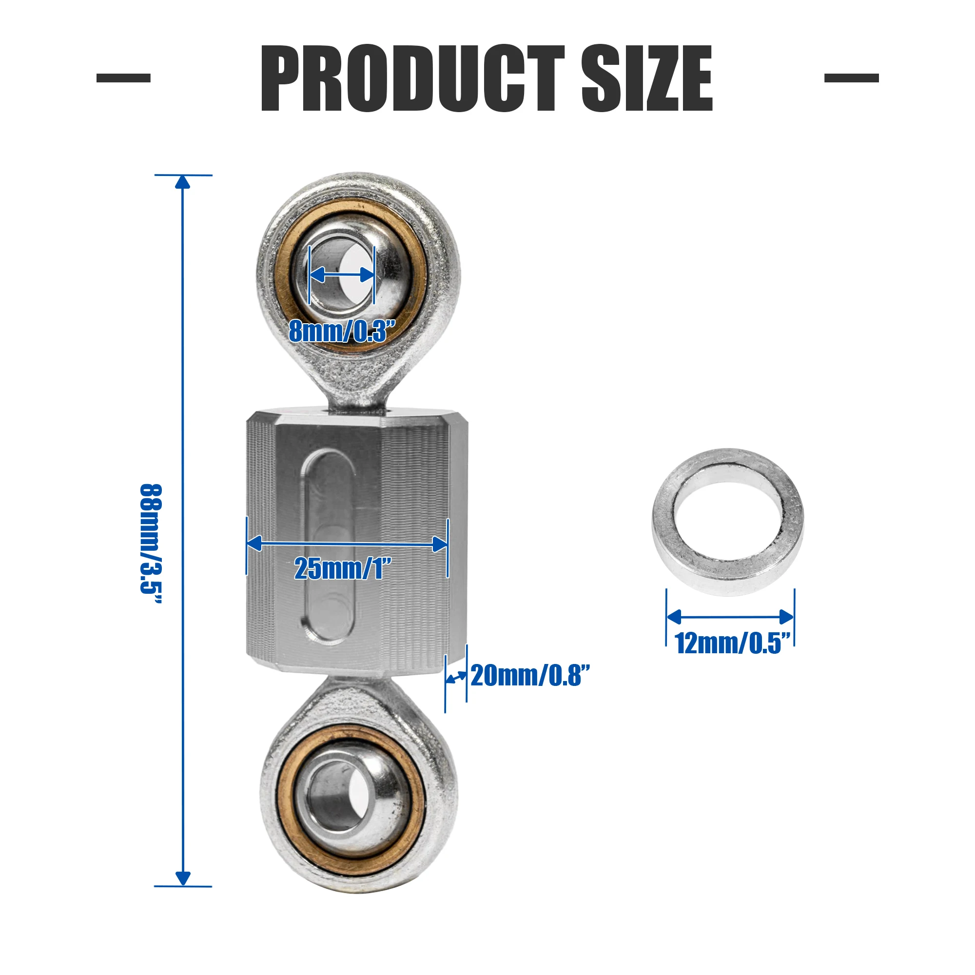 Chrome External Connecting Rod Sway Bar End Heim Joint Set Linkage Aluminum for Can-Am Spyder F3 RT ST & RS 2013+ Models - view 5