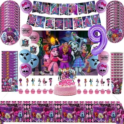 Monster High Festa de Aniversário Decoração, Balão, Banner, Cake Topper, Talheres Suprimentos, Baby Shower