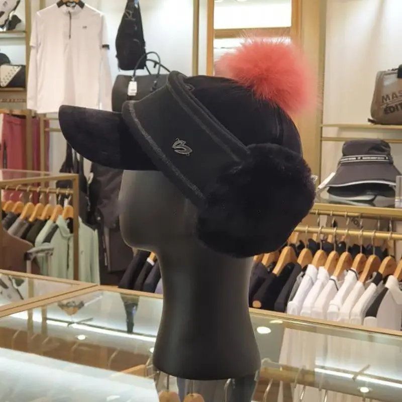 

Плюшевая кепка для гольфа с кроличьими ушками — женская осенне-зимняя универсальная теплая бейсболка с нечетким мячом, закрывающаяся ушка