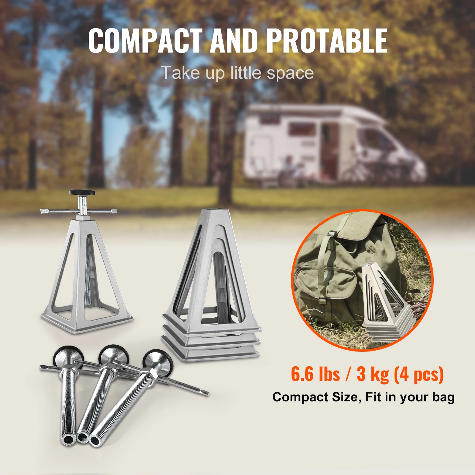 VEVOR RV Stabilizer Jacks 4 Pack Aluminum RV Leveling Jacks Stack Jacks for RV Travel Trailer Camper Single Screw Jack 6000 Lbs