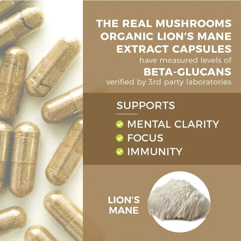 Lion Mane Ganoderma lucidum Mushroom Capsule Dietary Supplement 60pcs Health Food Immune System Promotes  Metabolism