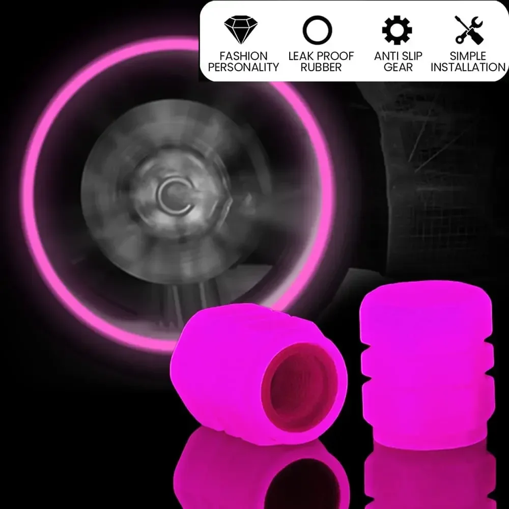 5 Color Luminous Tire Valve Cap Car Wheel Hub Glowing Dust-proof Decorative Tyre Rim Stem Covers Applicable Motorcycle Bike Auto