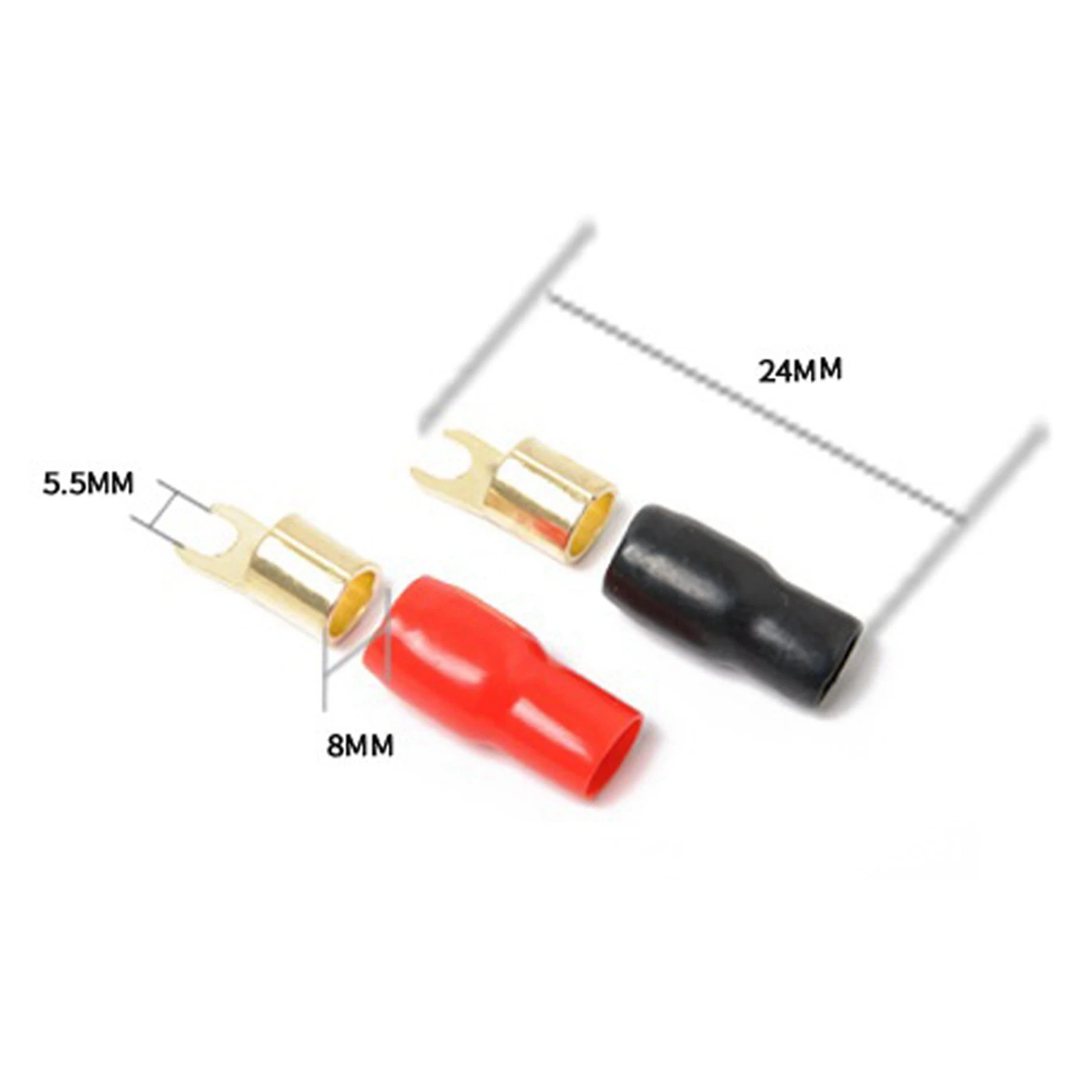 

【Hot-Selling!】20X Terminal Spade Fork Adapter Connector Plug Crimp Barrier Spades Speaker Wire Terminal Plug-4GA