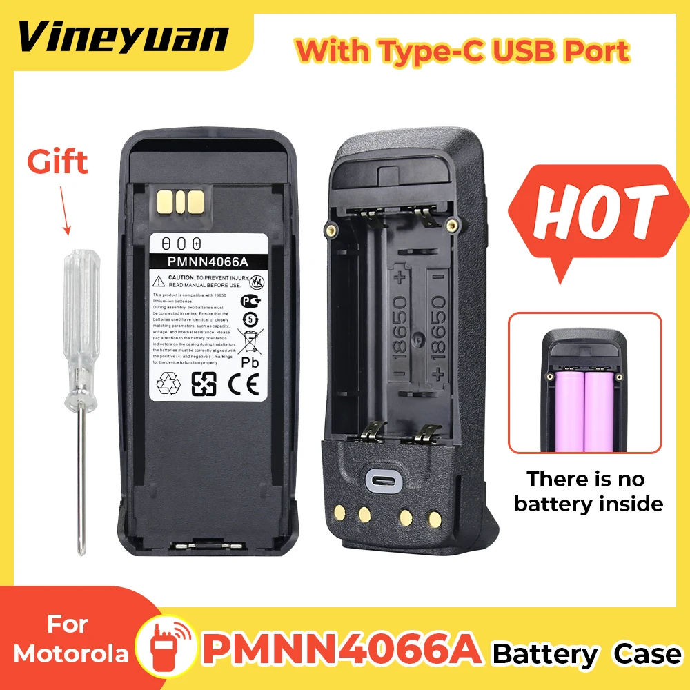 PMNN4066 Battery Case(no Battery)with USB-C Charging for Motorola DP3400 DP3600 DGP4150 DGP4150+ XiRP8208 XiRP8200 XPR6300 Radio
