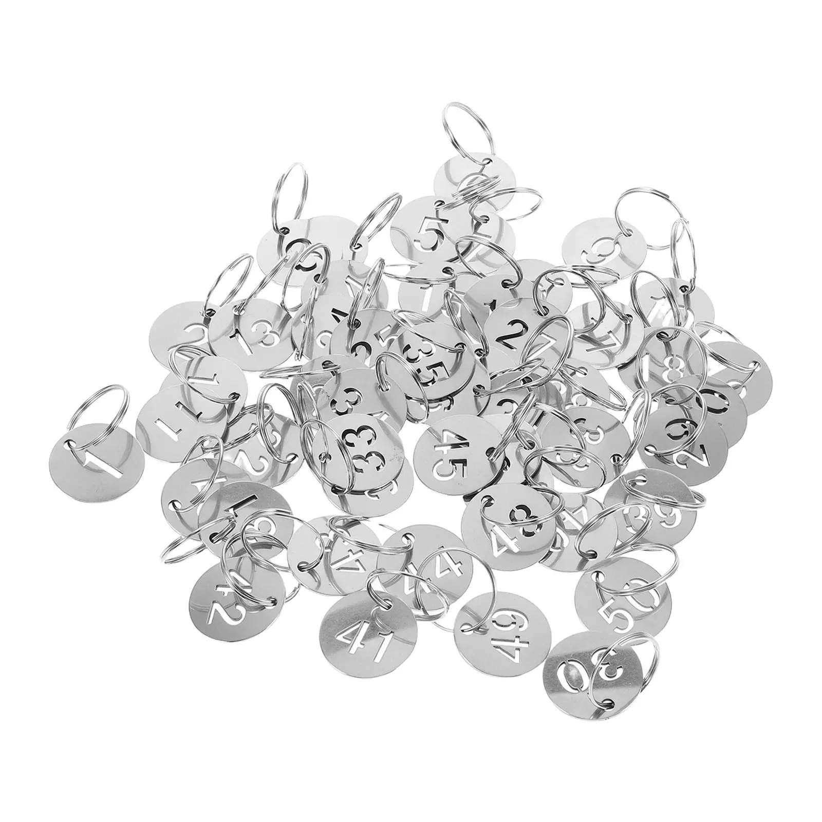50Pcs Metal Stainless Steel Id Tags For Key Management Security Team Hollow Number Round Numbered Cabinet