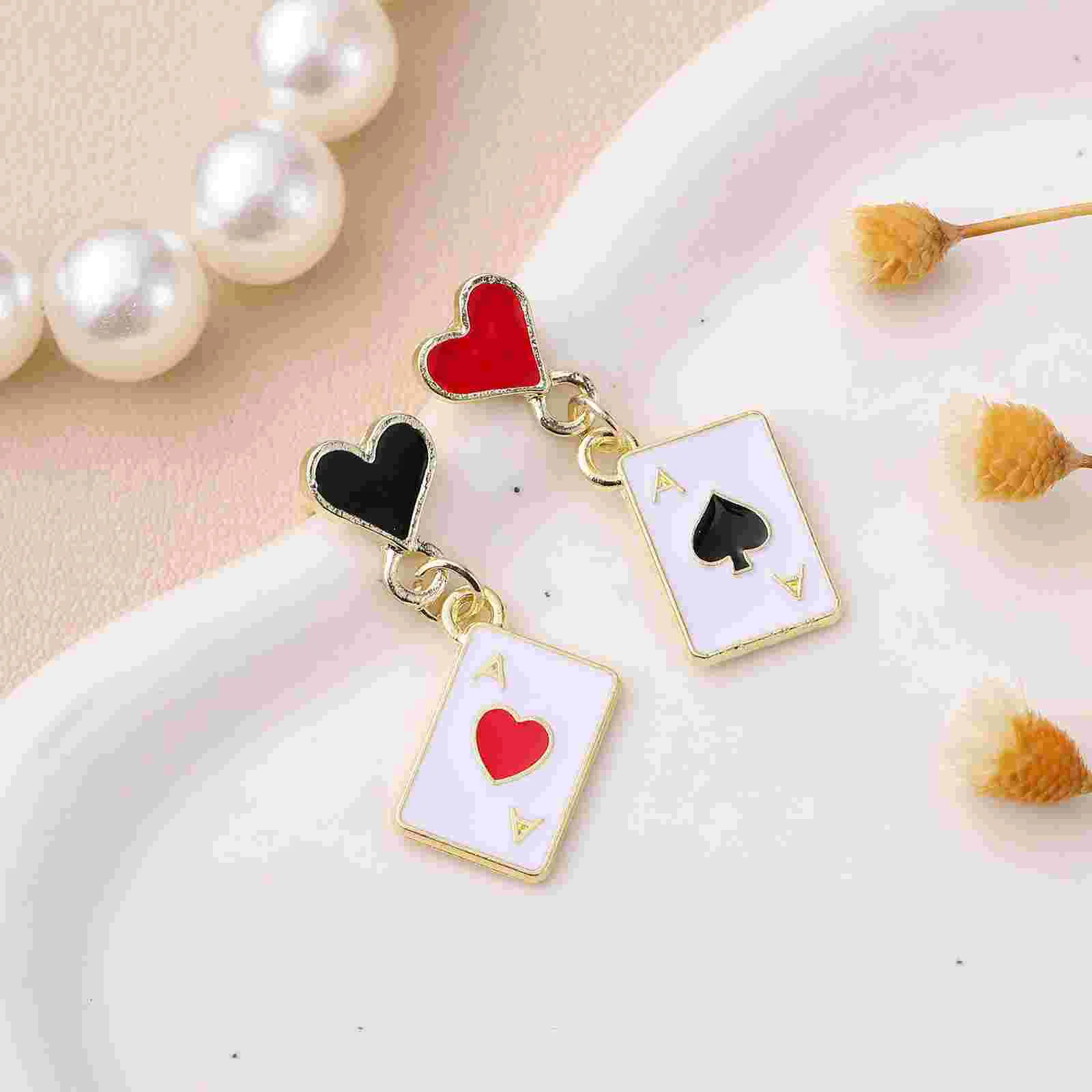 Women Earrings Love Playing Card Cards Cute Heart Alloy Queen of Dangle Drop Jewelry