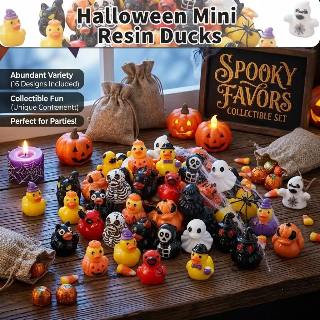 10/60 Stück Mini-Entenfiguren aus Kunstharz, Versteckspiel-Set, Miniatur-Dekoration für Halloween-Partygeschenke, DIY-Feiertagsdekoration, Geschenke – Detail 8