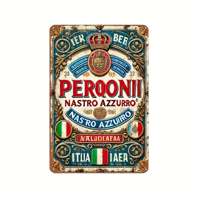 Room Decor Italian Peroni Beer Vintage Tin Sign, , for Cafe, Kitchen, Bar, Novelty Design Home Decor, Outdoor Garden Wall Plaque